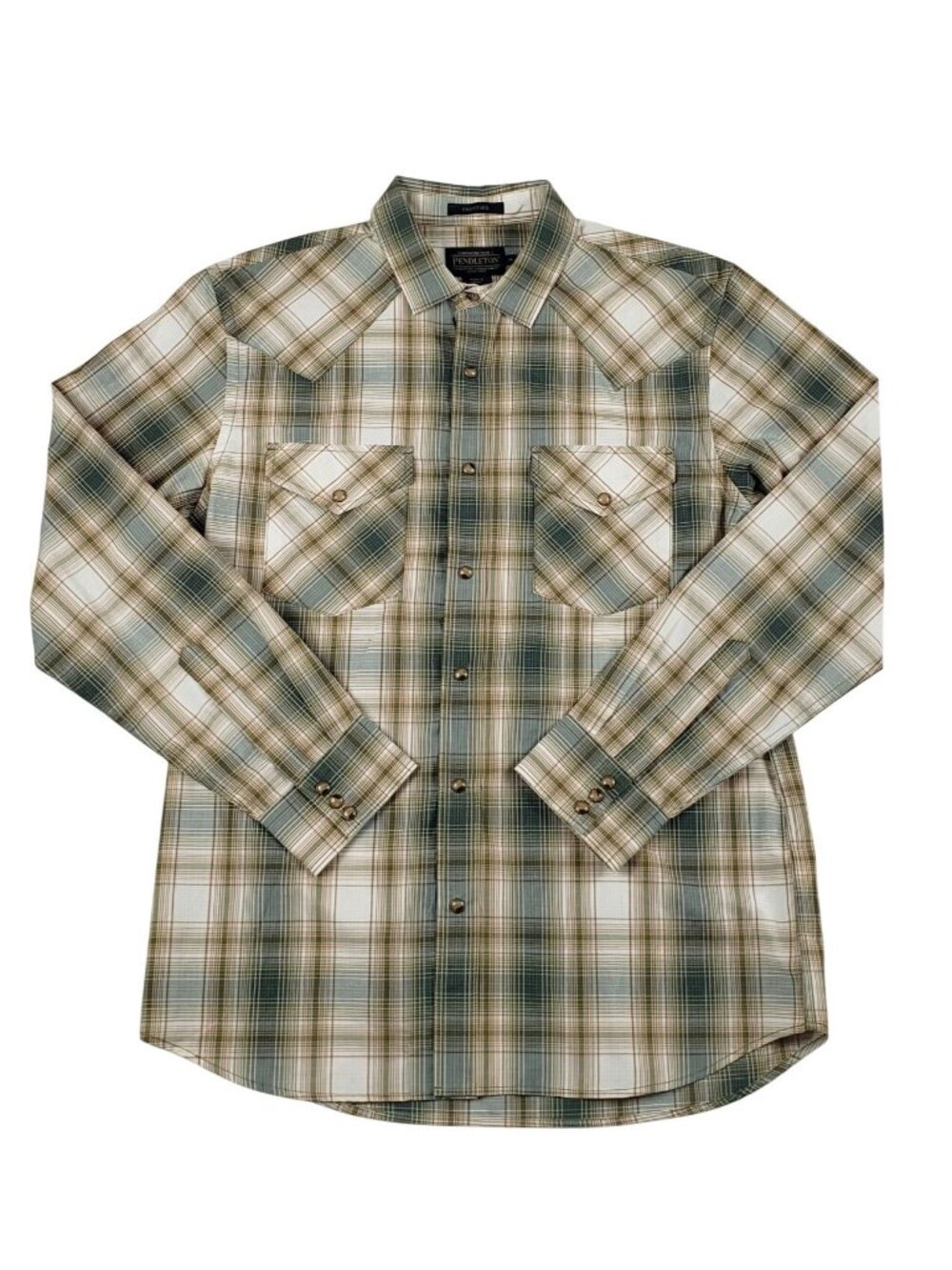 Pendleton Frontier Western Plaid Button Up Shirt Men Medium Pearl Snap NWOT